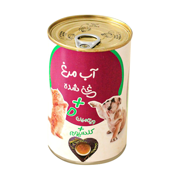 کنسرو غذای سگ و گربه پتچی مدل آب مرغ غنی شده وزن ۴۰۰ گرم
