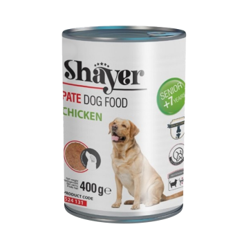 کنسرو غذای سگ شایر مدل Senior Chicken وزن 400 گرم