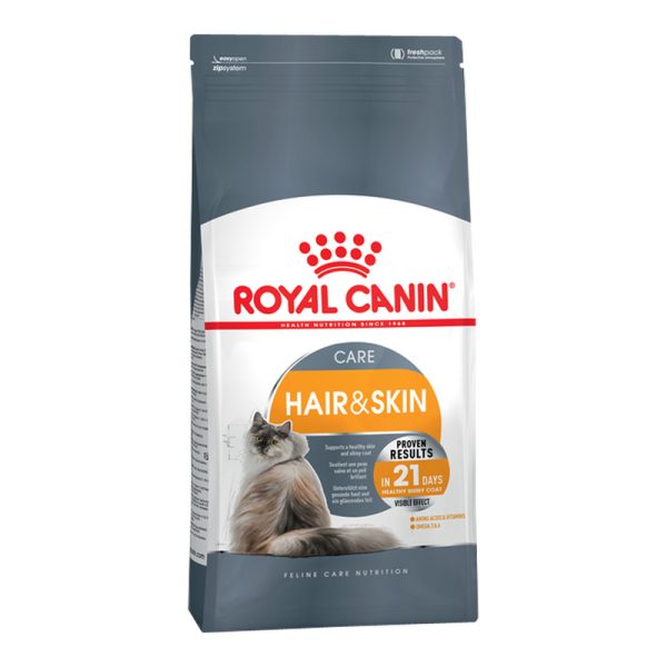 غذای خشک گربه رویال کنین مدل Hair and Skin وزن 2 کیلوگرم