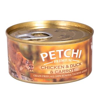 کنسرو غذای گربه پتچی مدل Chicken; Duck; Carrot وزن 120 گرم