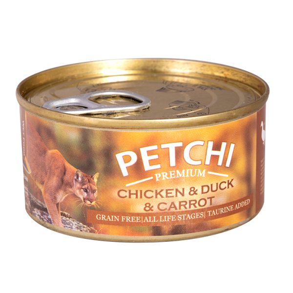 کنسرو غذای گربه پتچی مدل Chicken; Duck; Carrot وزن 120 گرم